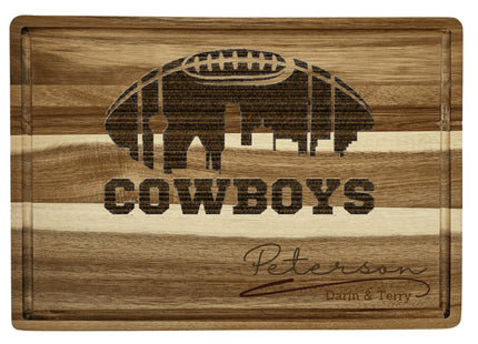Dallas Cutting Board | Personalized Cutting Board | Football Super Bowl | Acacia Wood Charcuterie Board | Custom Cheese Chopping Board