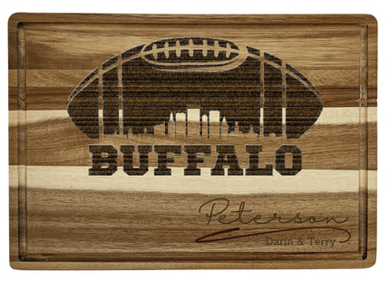 Buffalo Cutting Board | Personalized Cutting Board | Football Super Bowl | Acacia Wood Charcuterie Board | Custom Cheese Chopping Board