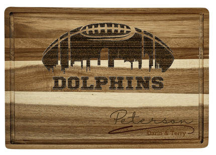 Miami Cutting Board | Personalized Cutting Board | Football Super Bowl | Acacia Wood Charcuterie Board | Custom Cheese Chopping Board