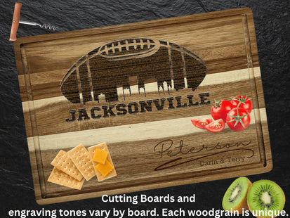 Jacksonville Cutting Board | Personalized Cutting Board | Football Super Bowl | Acacia Wood Charcuterie Board | Custom Cheese Chopping Board