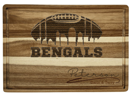 Cincinnati Cutting Board | Personalized Cutting Board | Football Super Bowl | Acacia Wood Charcuterie Board | Custom Cheese Chopping Board