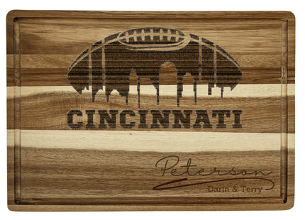 Cincinnati Cutting Board | Personalized Cutting Board | Football Super Bowl | Acacia Wood Charcuterie Board | Custom Cheese Chopping Board