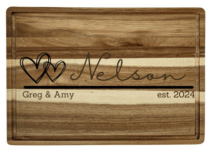 Personalized Cutting Board | Valentine's Day Gift | Acacia Wood Charcuterie Board | Custom Rectangular Cheese Chopping Board | Couples Gift