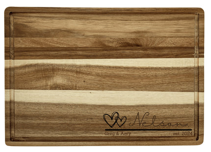 Personalized Cutting Board | Valentine's Day Gift | Acacia Wood Charcuterie Board | Custom Rectangular Cheese Chopping Board | Couples Gift