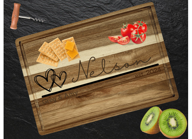 Personalized Cutting Board | Valentine's Day Gift | Acacia Wood Charcuterie Board | Custom Rectangular Cheese Chopping Board | Couples Gift
