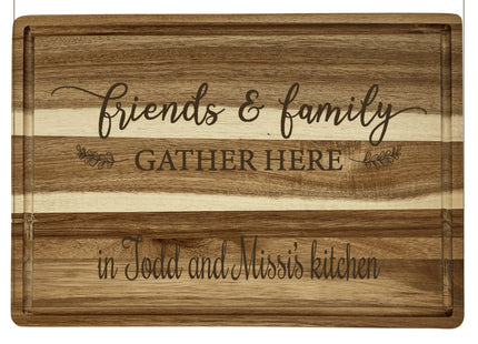 Personalized Cutting Board | Large Acacia Wood Charcuterie Board | Custom Rectangular Cheese Chopping Board | Gift for Mom | Couples Gift