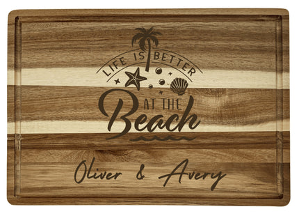 Personalized Cutting Board | Large Acacia Wood Charcuterie Board | Custom Rectangular Cheese Chopping Board | Gift for Mom | Couples Gift
