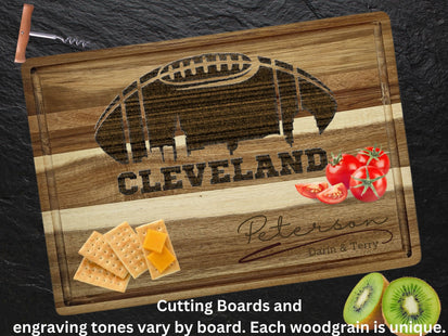Cleveland Cutting Board | Personalized Cutting Board | Football Super Bowl | Acacia Wood Charcuterie Board | Custom Cheese Chopping Board