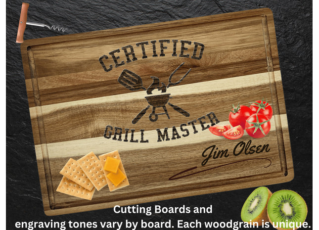 Personalized Cutting Board | Acacia Wood Charcuterie Board | Custom Rectangular Cheese Chopping Board | Gift for Dad | Father's Day Gift