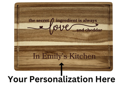 Personalized Cutting Board | Large Acacia Wood Charcuterie Board | Custom Rectangular Cheese Chopping Board | Gift for Mom | Gift for Her
