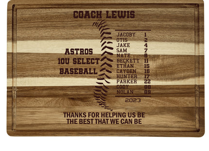 Personalized Cutting Board | Baseball Coach Gift |Softball Coach Thank You |Acacia Wood Charcuterie Board | Custom Cheese Chopping Board