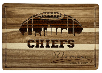 Kansas City Cutting Board | Personalized Cutting Board | Football Super Bowl | Acacia Wood Charcuterie Board | Custom Cheese Chopping Board
