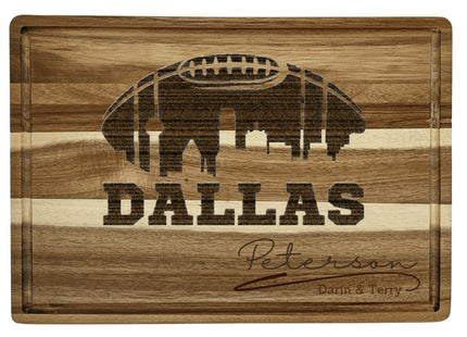 Dallas Cutting Board | Personalized Cutting Board | Football Super Bowl | Acacia Wood Charcuterie Board | Custom Cheese Chopping Board