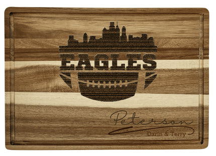 Philadelphia Cutting Board | Personalized Cutting Board | Football Super Bowl | Acacia Wood Charcuterie Board | Custom Cheese Chopping Board