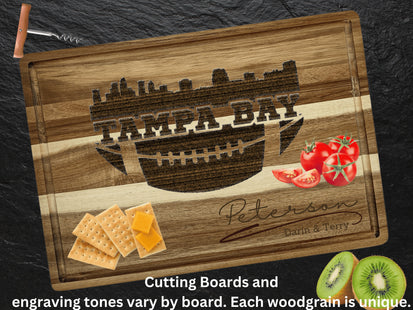 Tampa Bay Cutting Board | Personalized Cutting Board | Football Super Bowl | Acacia Wood Charcuterie Board | Custom Cheese Chopping Board