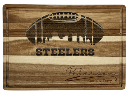 Pittsburgh Cutting Board | Personalized Cutting Board | Football Super Bowl | Acacia Wood Charcuterie Board | Custom Cheese Chopping Board