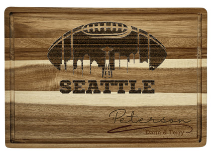 Seattle Cutting Board | Personalized Cutting Board | Football Super Bowl | Acacia Wood Charcuterie Board | Custom Cheese Chopping Board