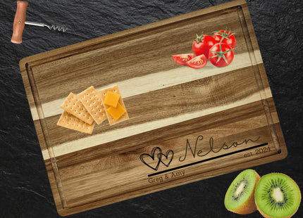 Personalized Cutting Board | Valentine's Day Gift | Acacia Wood Charcuterie Board | Custom Rectangular Cheese Chopping Board | Couples Gift