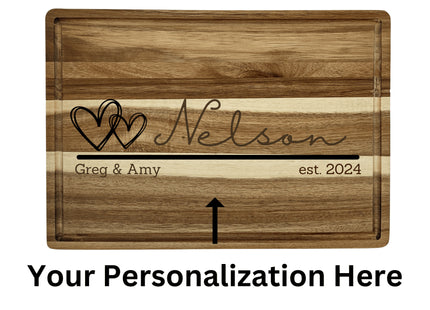 Personalized Cutting Board | Valentine's Day Gift | Acacia Wood Charcuterie Board | Custom Rectangular Cheese Chopping Board | Couples Gift