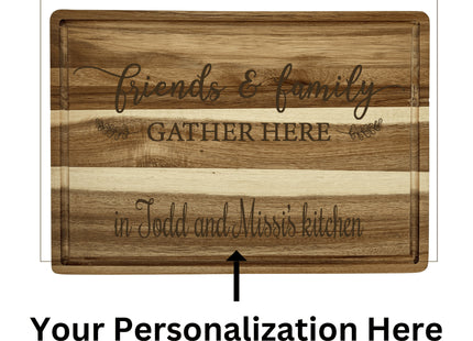 Personalized Cutting Board | Large Acacia Wood Charcuterie Board | Custom Rectangular Cheese Chopping Board | Gift for Mom | Couples Gift