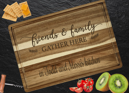 Personalized Cutting Board | Large Acacia Wood Charcuterie Board | Custom Rectangular Cheese Chopping Board | Gift for Mom | Couples Gift