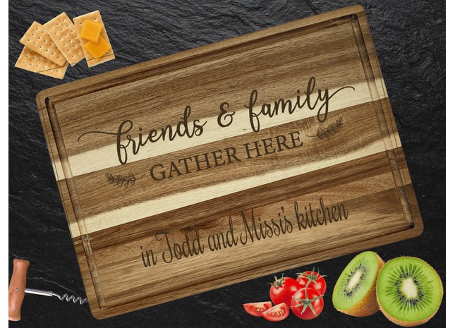 Personalized Cutting Board | Large Acacia Wood Charcuterie Board | Custom Rectangular Cheese Chopping Board | Gift for Mom | Couples Gift