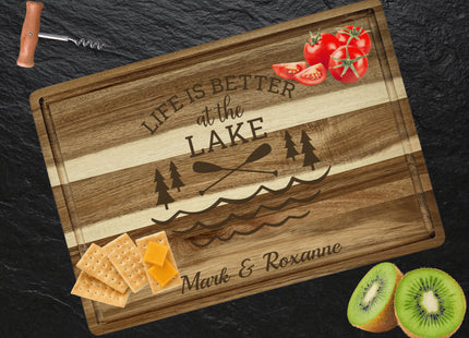 Personalized Cutting Board | Large Acacia Wood Charcuterie Board | Custom Rectangular Cheese Chopping Board | Gift for Mom | Couples Gift