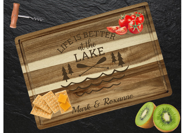 Personalized Cutting Board | Large Acacia Wood Charcuterie Board | Custom Rectangular Cheese Chopping Board | Gift for Mom | Couples Gift