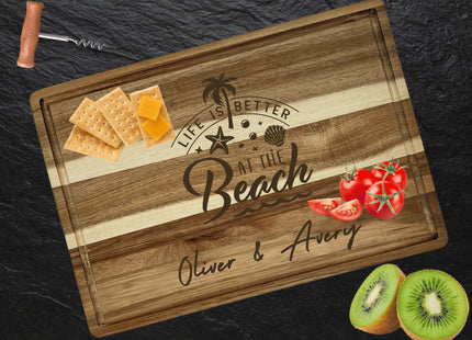 Personalized Cutting Board | Large Acacia Wood Charcuterie Board | Custom Rectangular Cheese Chopping Board | Gift for Mom | Couples Gift
