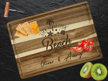 Personalized Cutting Board | Large Acacia Wood Charcuterie Board | Custom Rectangular Cheese Chopping Board | Gift for Mom | Couples Gift